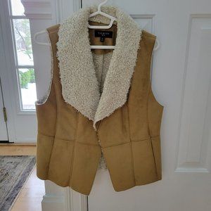 TalbotsTan Faux Shearling Suede Sherpa Vest, Size PM